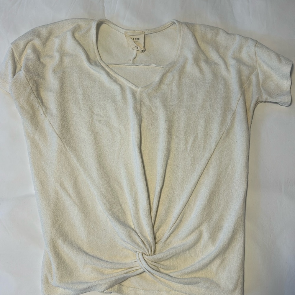 White short sleeve knot shirt